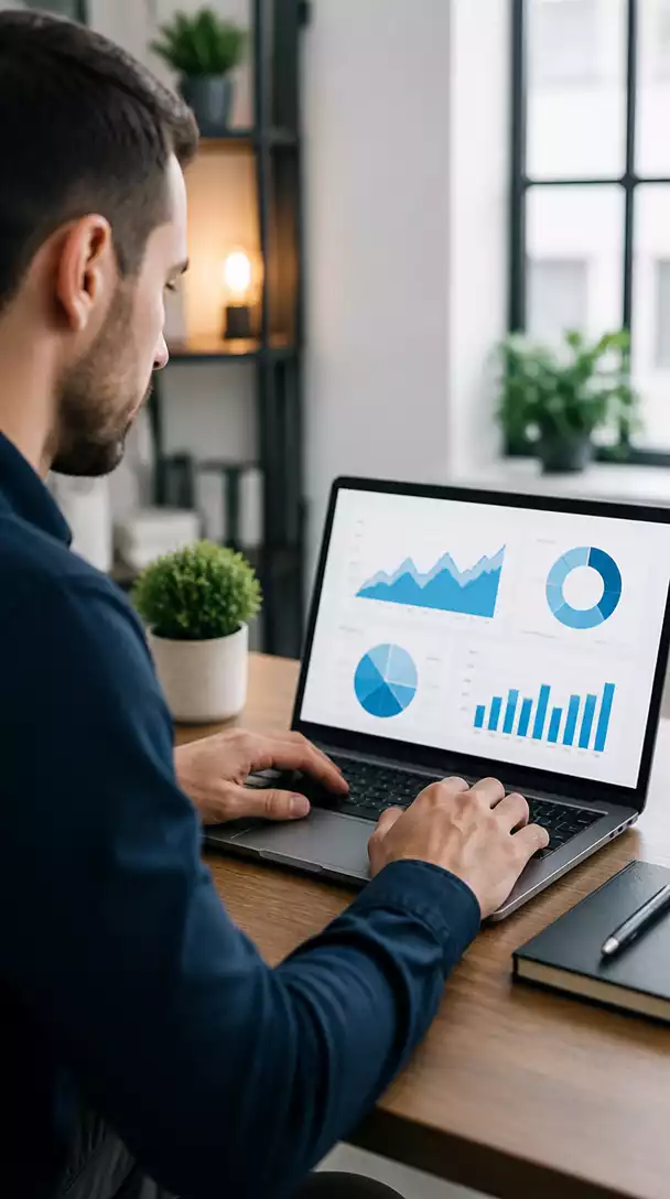 Person analyzing data on a laptop, representing affiliate marketing insights