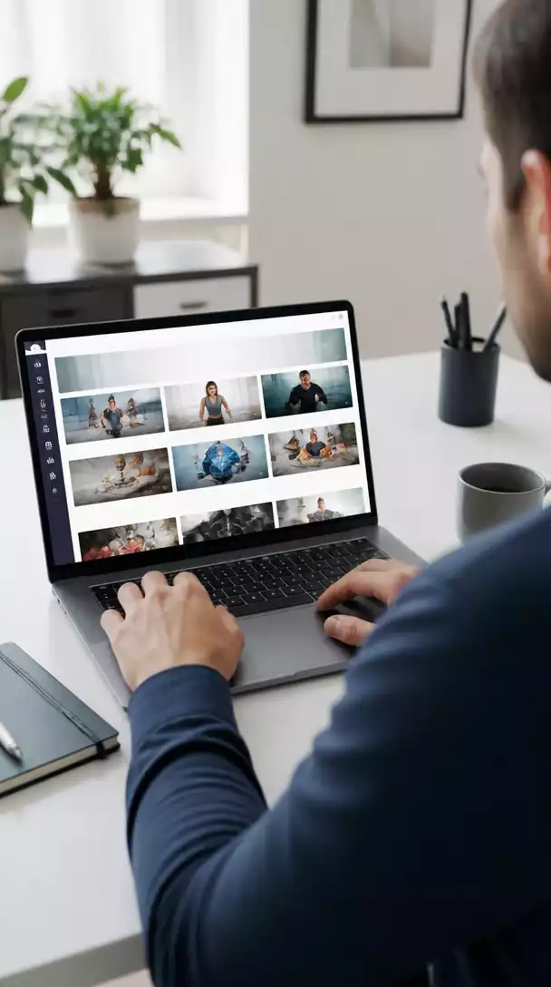 Person using a laptop with ClickBank interface visible, demonstrating affiliate marketing