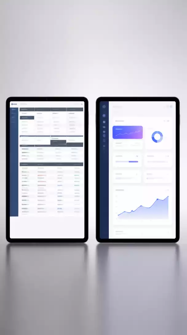 Side-by-side comparison of two distinct user interfaces, one representing Clickbank with a classic design and the other Digistore24 with a modern, clean design, illustrating ease of use and visual appeal